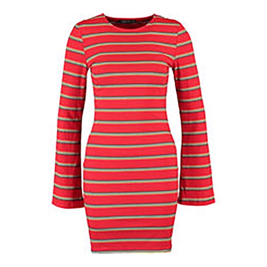 Red and White Striped Mini Jumper Dress
